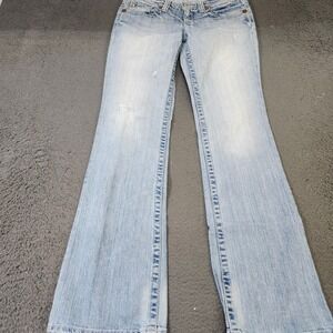 Big Star Jeans Womens 29L Blue Light Wash Low Rise Bootcut Embroidered Denim